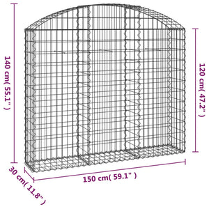 Συρματοκιβώτιο Τοξωτό 150x30x120/140εκ. από Γαλβανισμένο Χάλυβα - Pakobazaar