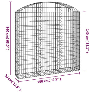 Συρματοκιβώτιο Τοξωτό 150x30x140/160εκ. από Γαλβανισμένο Χάλυβα