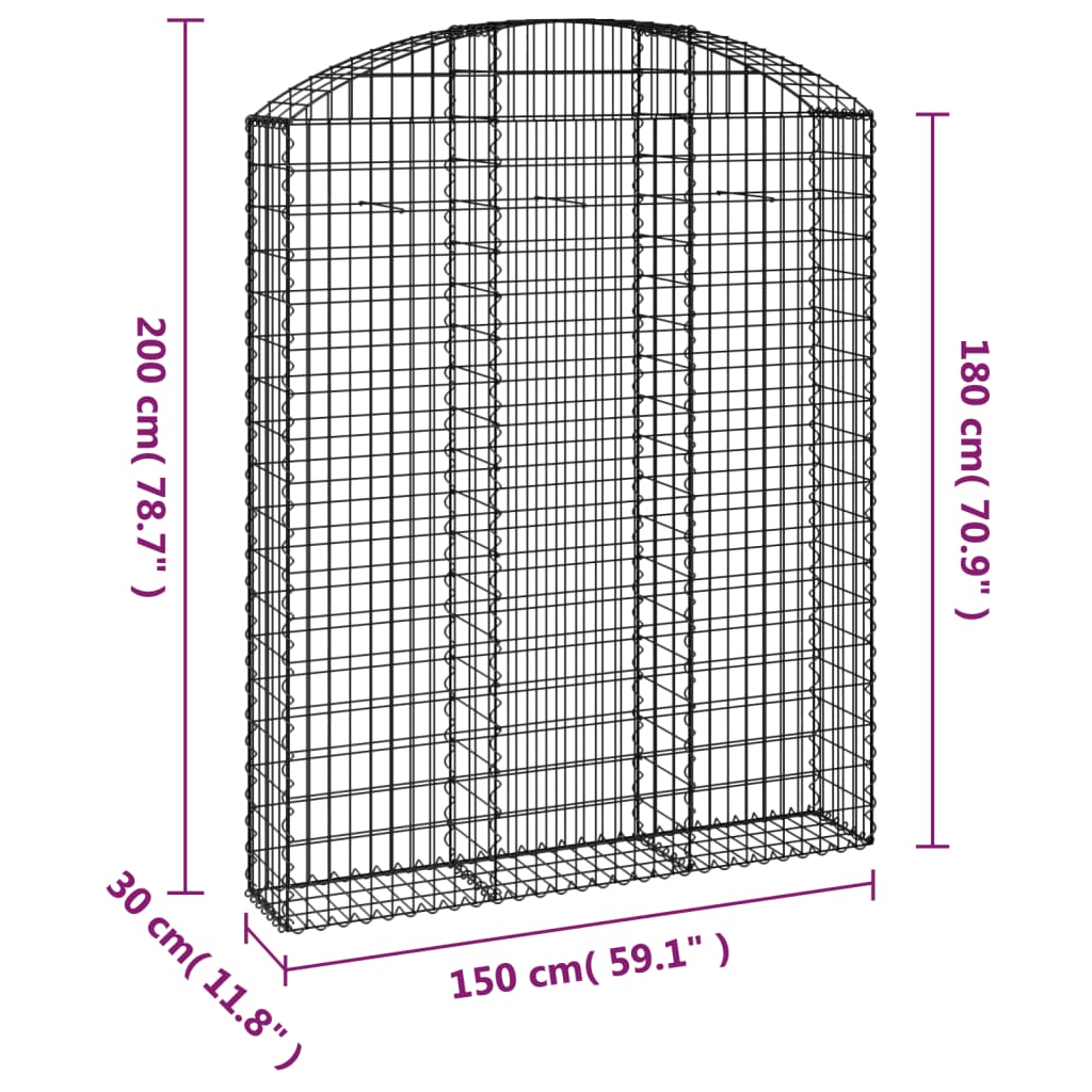 Συρματοκιβώτιο Τοξωτό 150x30x180/200εκ. από Γαλβανισμένο Χάλυβα - Pakobazaar
