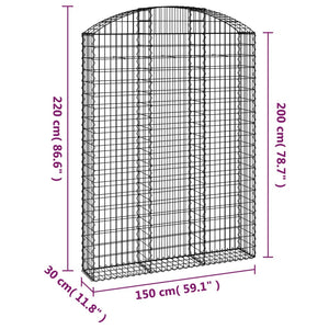 Συρματοκιβώτιο Τοξωτό 150x30x200/220εκ. από Γαλβανισμένο Χάλυβα - Pakobazaar