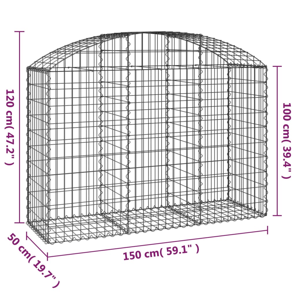 Συρματοκιβώτιο Τοξωτό 150x50x100/120εκ. από Γαλβανισμένο Χάλυβα - PAKOBAZAAR