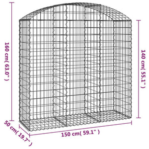 Συρματοκιβώτιο Τοξωτό 150x50x140/160εκ. από Γαλβανισμένο Χάλυβα - PAKOBAZAAR