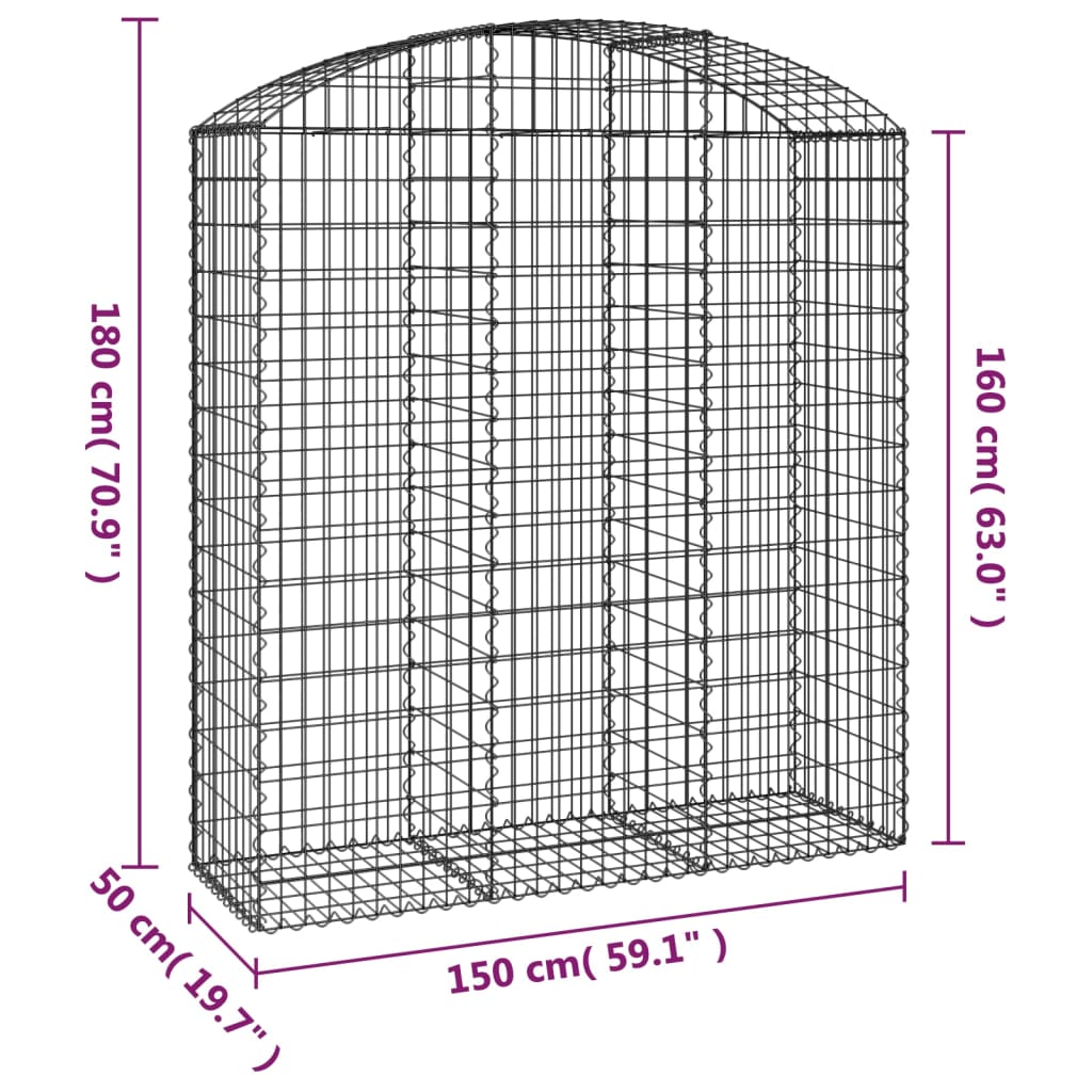 Συρματοκιβώτιο Τοξωτό 150x50x160/180εκ. από Γαλβανισμένο Χάλυβα - PAKOBAZAAR