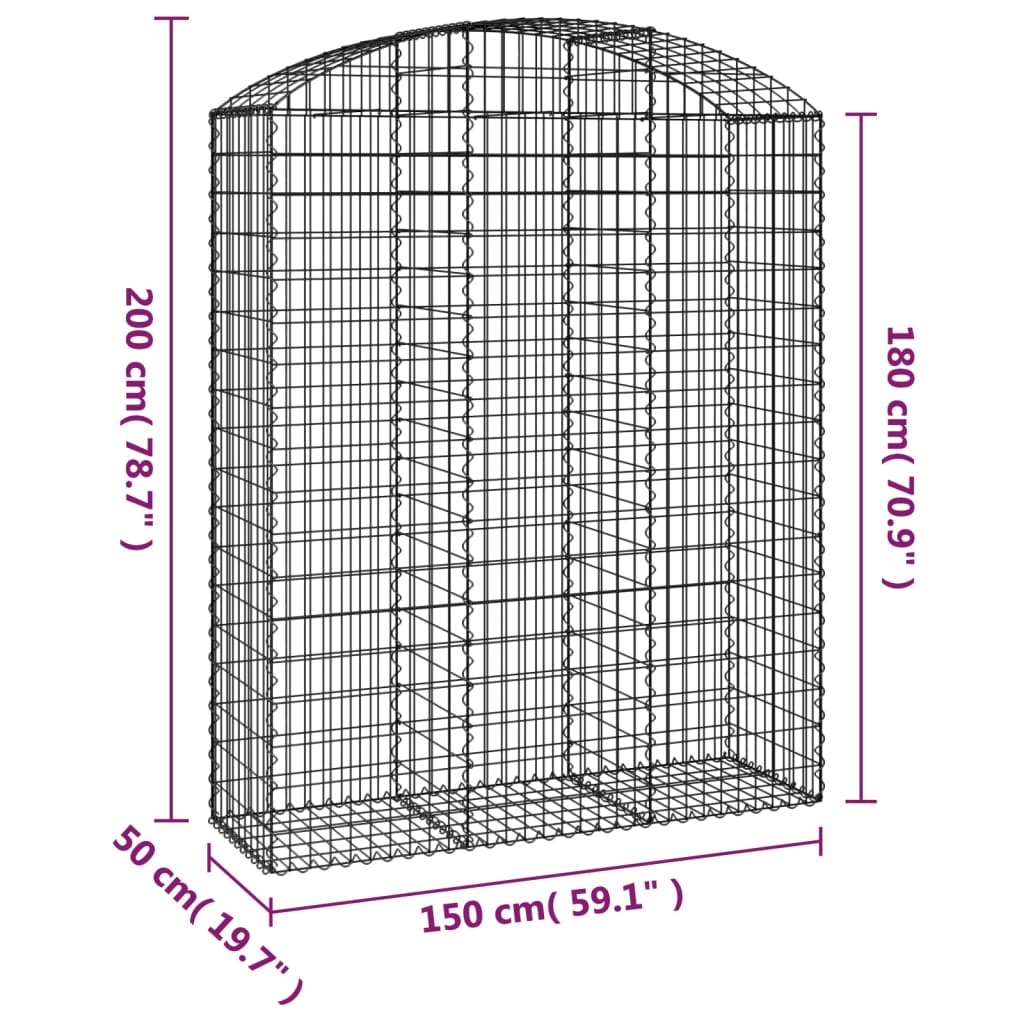 Συρματοκιβώτιο Τοξωτό 150x50x180/200εκ. από Γαλβανισμένο Χάλυβα - PAKOBAZAAR