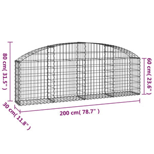 Συρματοκιβώτιο Τοξωτό 200x30x60/80εκ. από Γαλβανισμένο Χάλυβα - PAKOBAZAAR