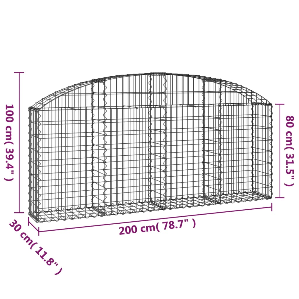 Συρματοκιβώτιο Τοξωτό 200x30x80/100εκ. από Γαλβανισμένο Χάλυβα - PAKOBAZAAR