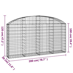Συρματοκιβώτιο Τοξωτό 200x30x100/120εκ. από Γαλβανισμένο Χάλυβα - PAKOBAZAAR