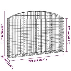 Συρματοκιβώτιο Τοξωτό 200x30x120/140εκ. από Γαλβανισμένο Χάλυβα - PAKOBAZAAR