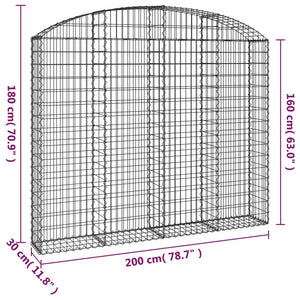 Συρματοκιβώτιο Τοξωτό 200x30x160/180εκ. από Γαλβανισμένο Χάλυβα
