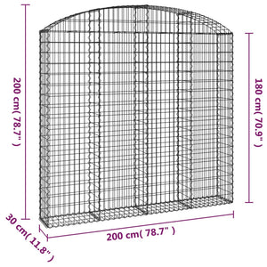 Συρματοκιβώτιο Τοξωτό 200x30x180/200εκ. από Γαλβανισμένο Χάλυβα