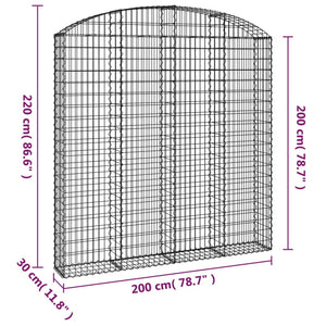Συρματοκιβώτιο Τοξωτό 200x30x200/220εκ. από Γαλβανισμένο Χάλυβα