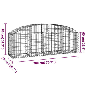 Συρματοκιβώτιο Τοξωτό 200x50x60/80εκ. από Γαλβανισμένο Χάλυβα - PAKOBAZAAR