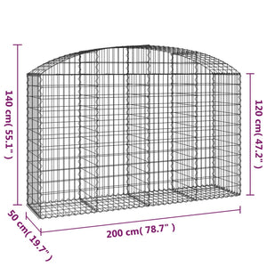 Συρματοκιβώτιο Τοξωτό 200x50x120/140εκ. από Γαλβανισμένο Χάλυβα - PAKOBAZAAR