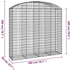Συρματοκιβώτιο Τοξωτό 200x50x180/200εκ. από Γαλβανισμένο Χάλυβα - PAKOBAZAAR