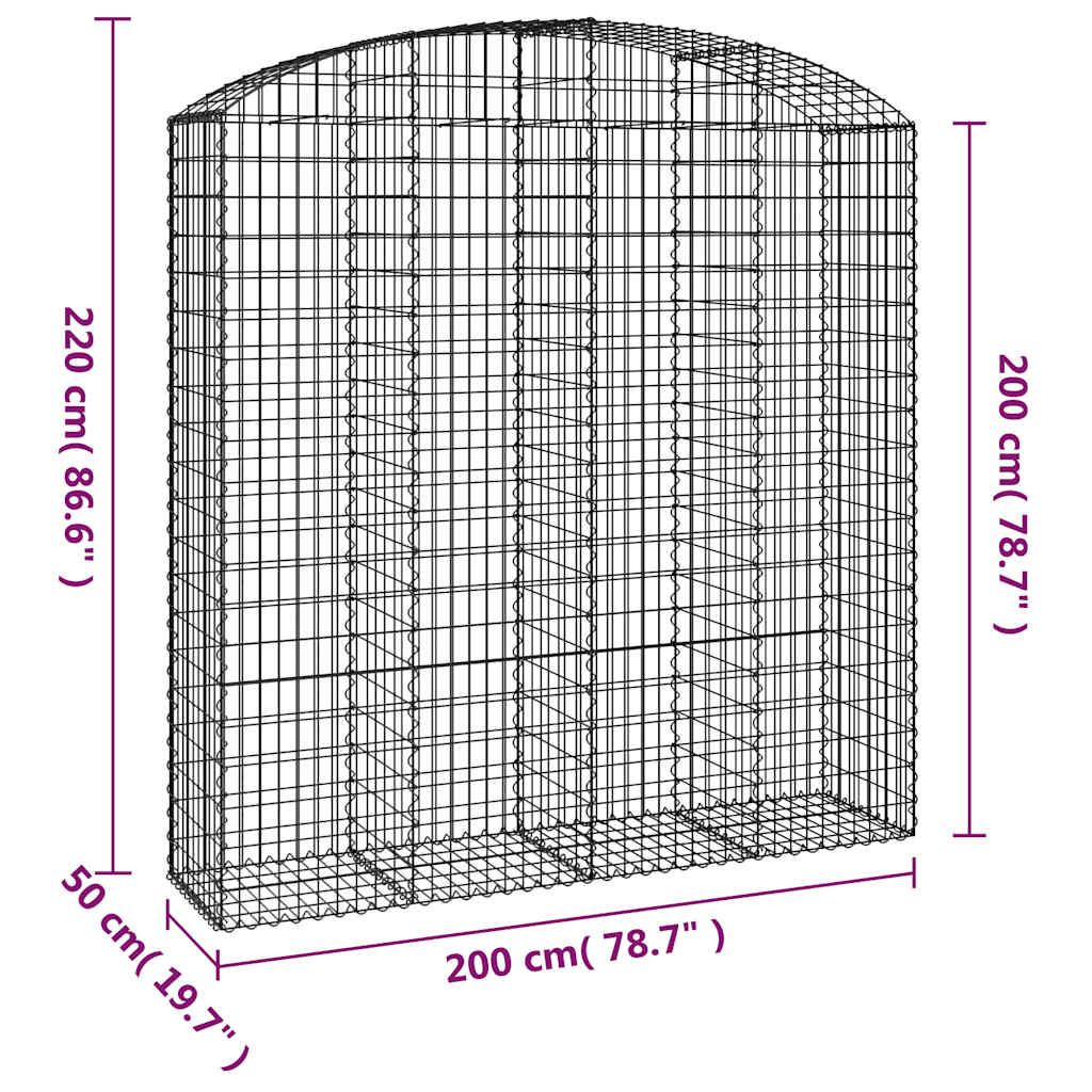 Συρματοκιβώτιο Τοξωτό 200x50x200/220εκ. από Γαλβανισμένο Χάλυβα - PAKOBAZAAR