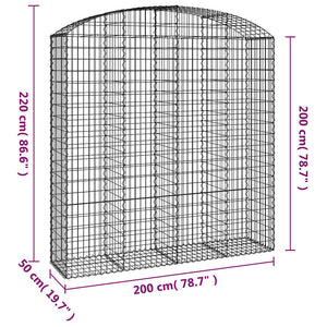 Συρματοκιβώτιο Τοξωτό 200x50x200/220εκ. από Γαλβανισμένο Χάλυβα - PAKOBAZAAR