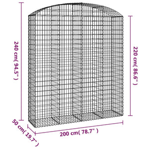 Συρματοκιβώτιο Τοξωτό 200x50x220/240εκ. από Γαλβανισμένο Χάλυβα - PAKOBAZAAR
