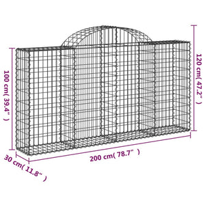 Συρματοκιβώτιο Τοξωτό 200x30x100/120εκ. από Γαλβανισμένο Χάλυβα - PAKOBAZAAR