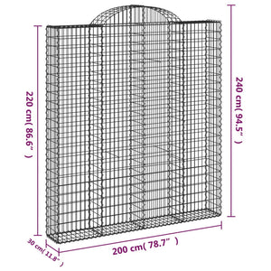 Συρματοκιβώτιο Τοξωτό 200x30x220/240εκ. από Γαλβανισμένο Χάλυβα - PAKOBAZAAR