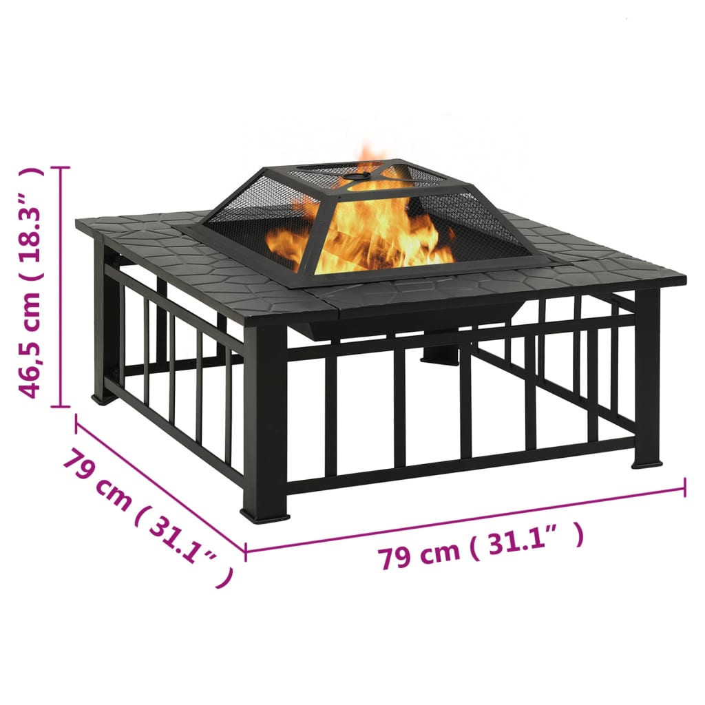 Τζάκι Εξωτερικού Χώρου με Σκαλιστήρι 79x79x46,5 εκ. Ατσάλινο