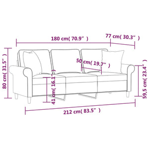 Καναπές Τριθέσιος Αν. Κίτρινο 180 εκ. Υφασμάτινος με Μαξιλάρια