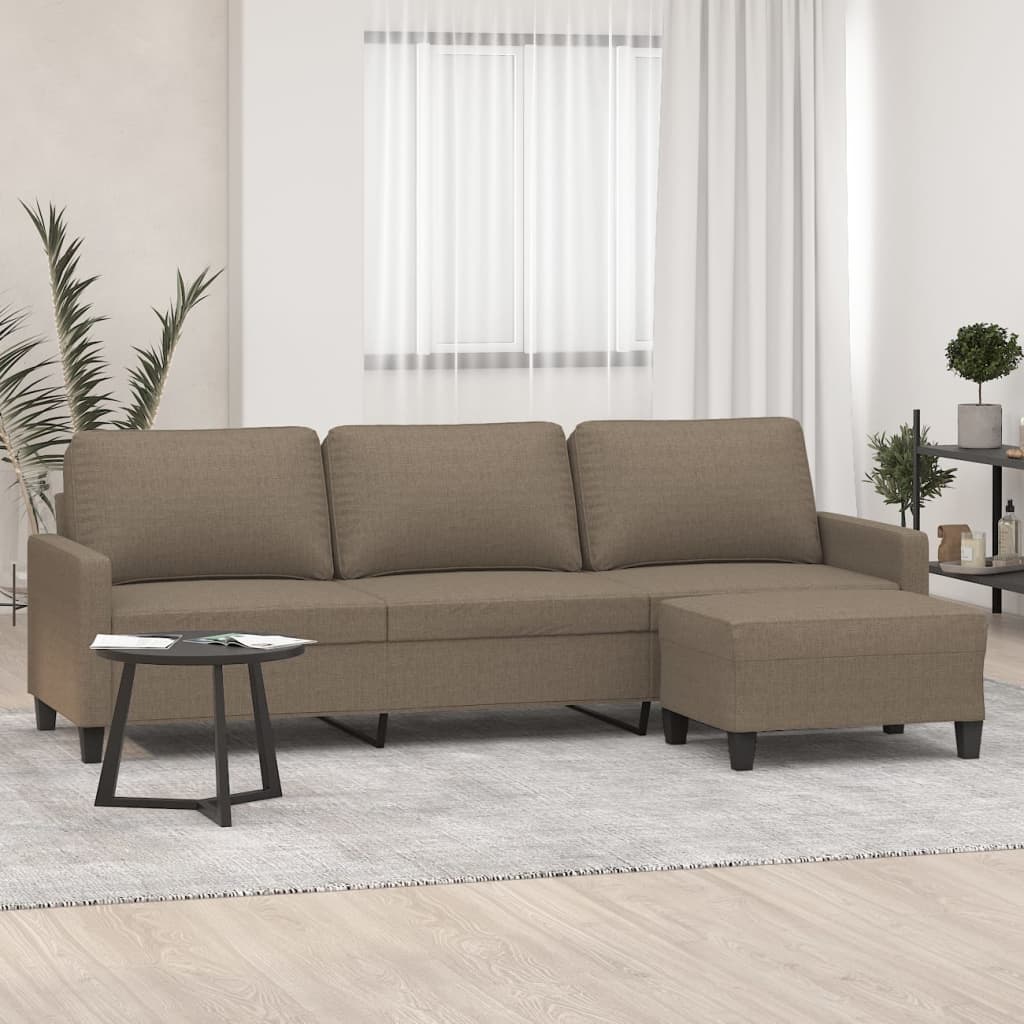 Καναπές Τριθέσιος Taupe 180 εκ. Υφασμάτινος με Υποπόδιο - Pakobazaar