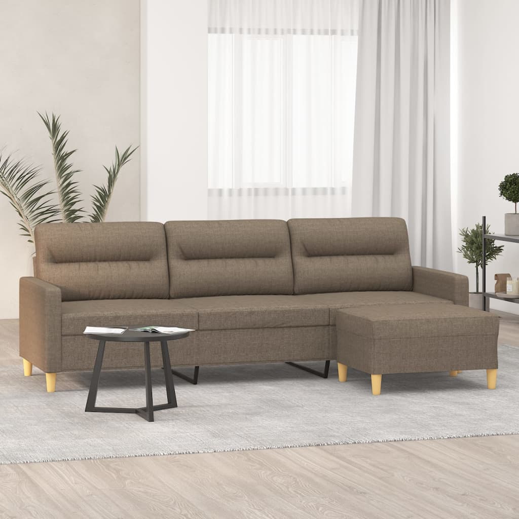 Καναπές Τριθέσιος Taupe 180 εκ. Υφασμάτινος με Υποπόδιο - Pakobazaar