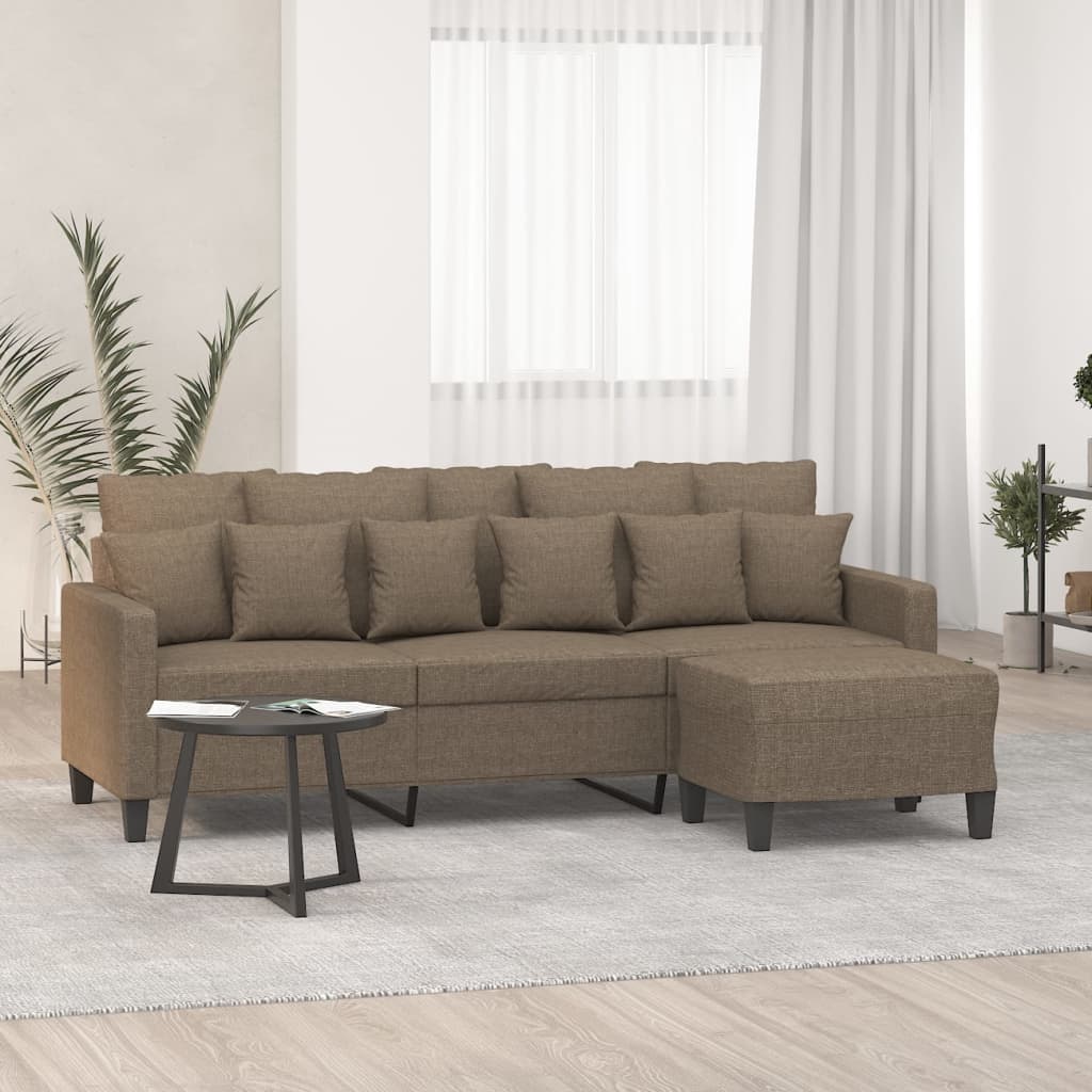 Καναπές Τριθέσιος Taupe 180 εκ. Υφασμάτινος με Υποπόδιο