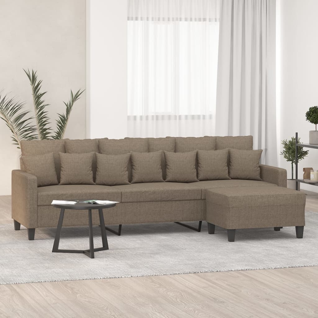 Καναπές Τριθέσιος Taupe 180 εκ. Υφασμάτινος με Υποπόδιο