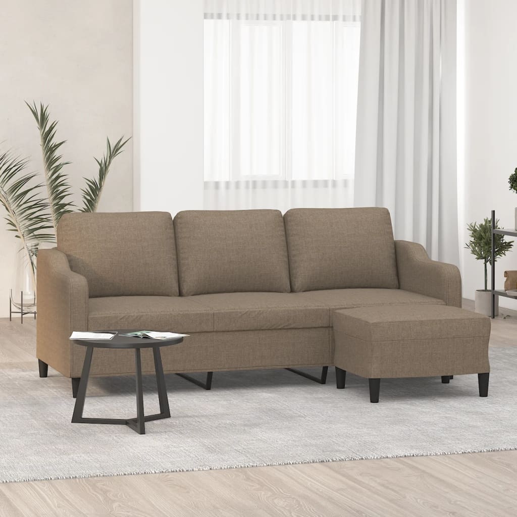 Καναπές Τριθέσιος Taupe 180 εκ. Υφασμάτινος με Υποπόδιο