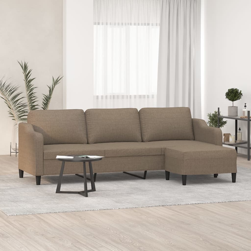 Καναπές Τριθέσιος Taupe 180 εκ. Υφασμάτινος με Υποπόδιο