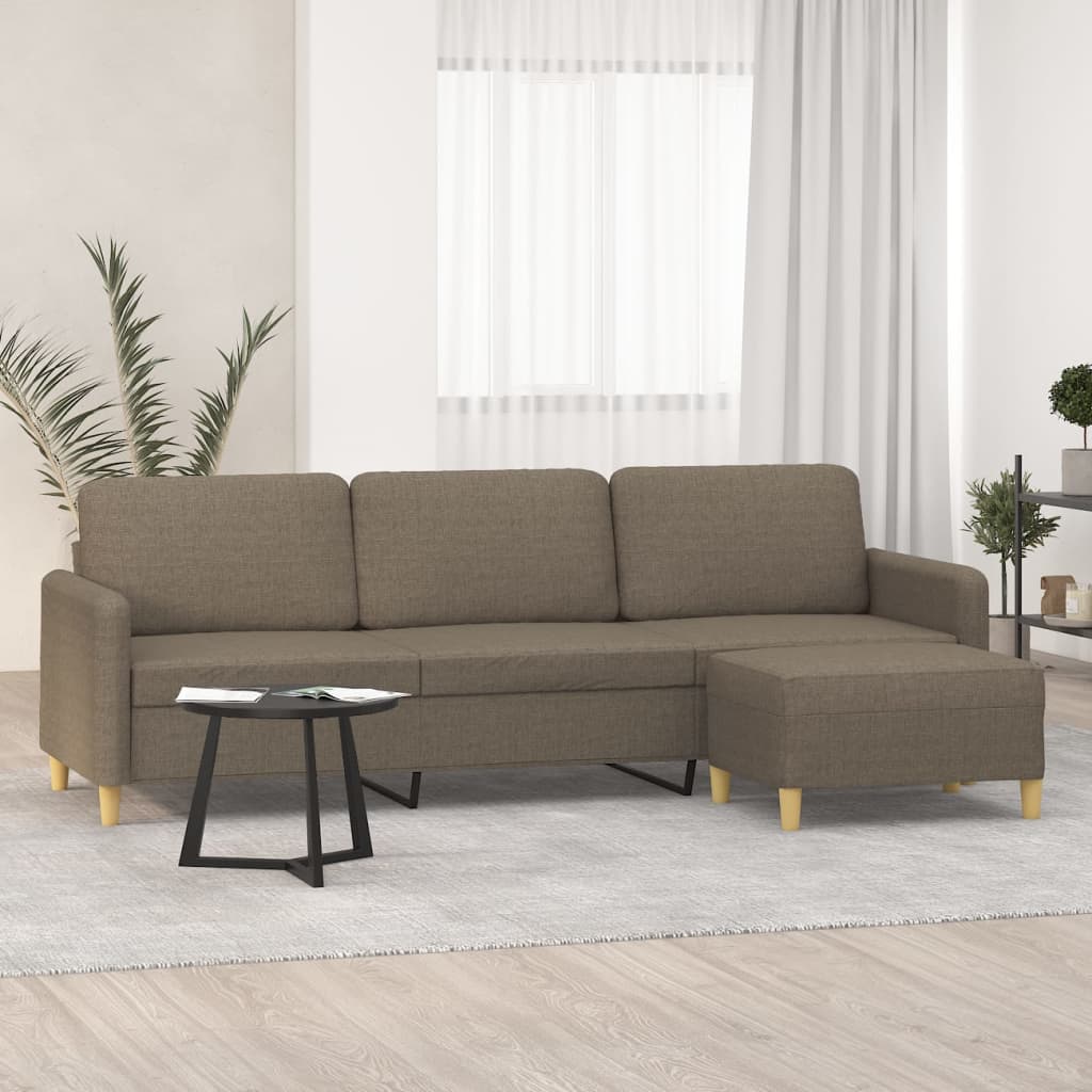 Καναπές Τριθέσιος Taupe 180 εκ. Υφασμάτινος με Υποπόδιο