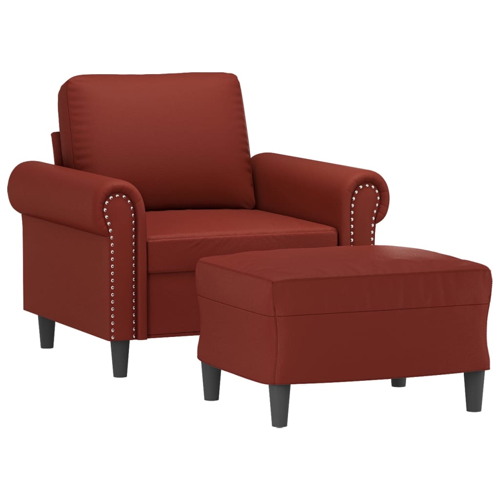 Πολυθρόνα Σαλονιού Μπορντό 60 εκ. Συνθετικό δέρμα με Υποπόδιο