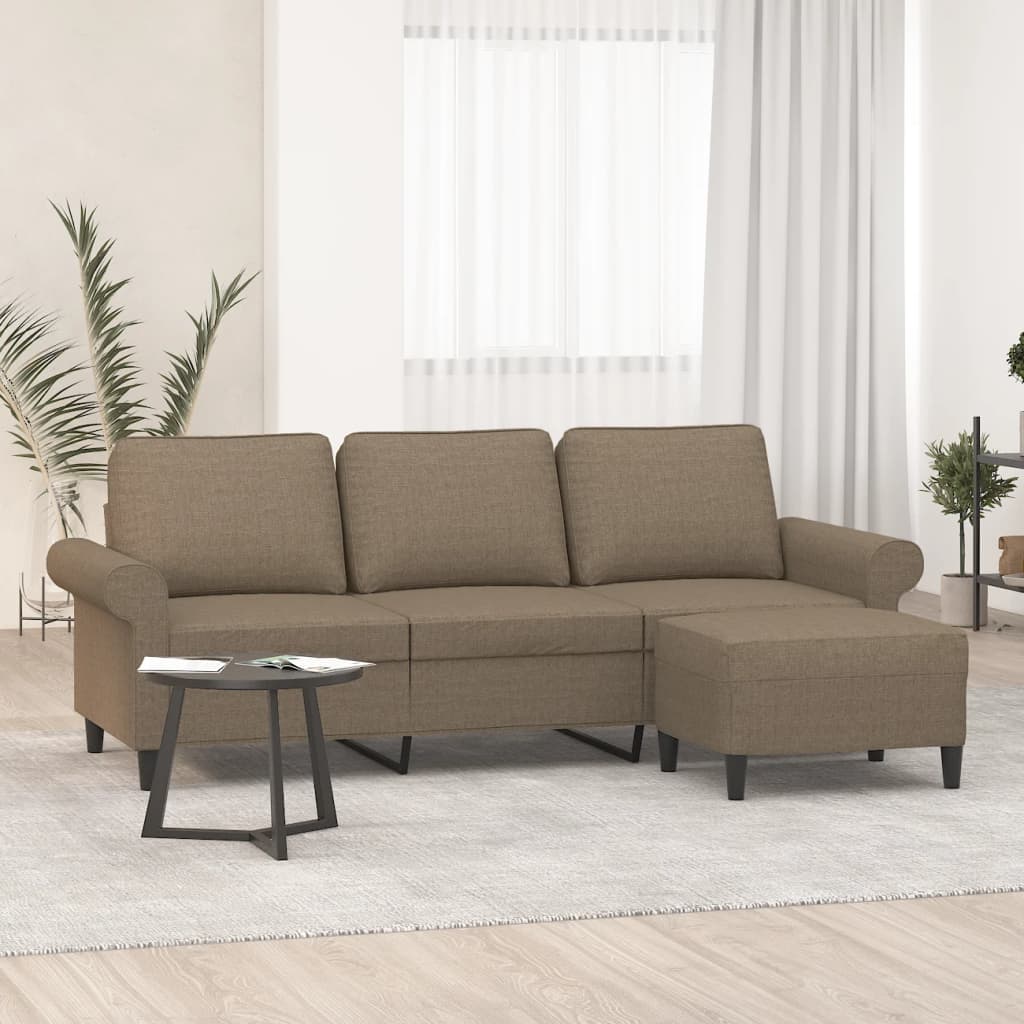 Καναπές Τριθέσιος Taupe 180 εκ. Υφασμάτινος με Υποπόδιο