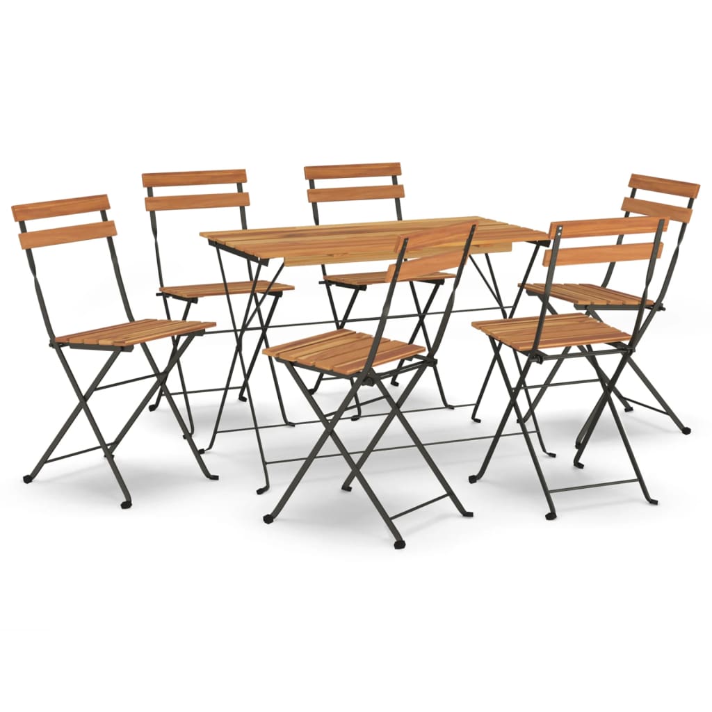 Σετ Τραπεζαρίας Bistro Πτυσσόμενο 7 τεμ. Μασίφ Ακακία & Ατσάλι
