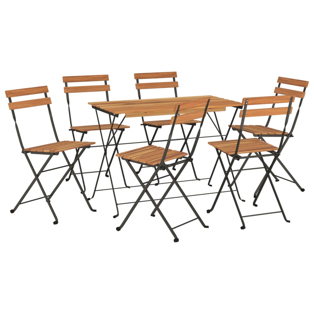 Σετ Τραπεζαρίας Bistro Πτυσσόμενο 7 τεμ. Μασίφ Ακακία & Ατσάλι