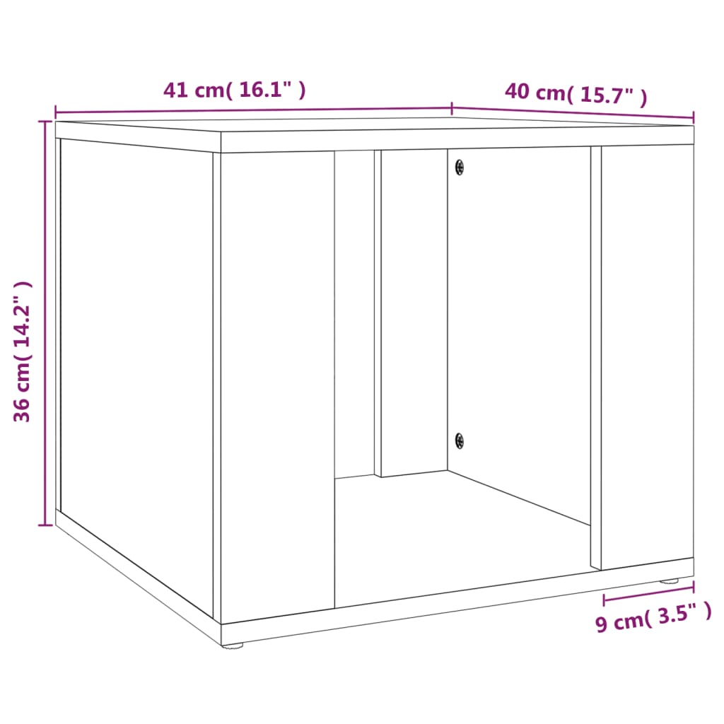 Κομοδίνο Καπνιστή Δρυς 41x40x36 εκ. από Επεξεργασμένο Ξύλο