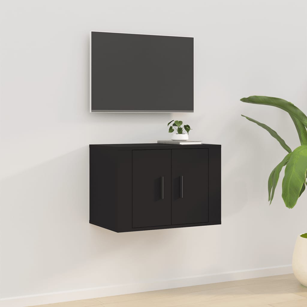 Έπιπλο Τηλεόρασης Επιτοίχιο Μαύρο 57x34,5x40 εκ.