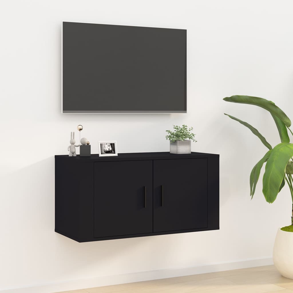 Έπιπλο Τηλεόρασης Επιτοίχιο Μαύρο 80x34,5x40 εκ.
