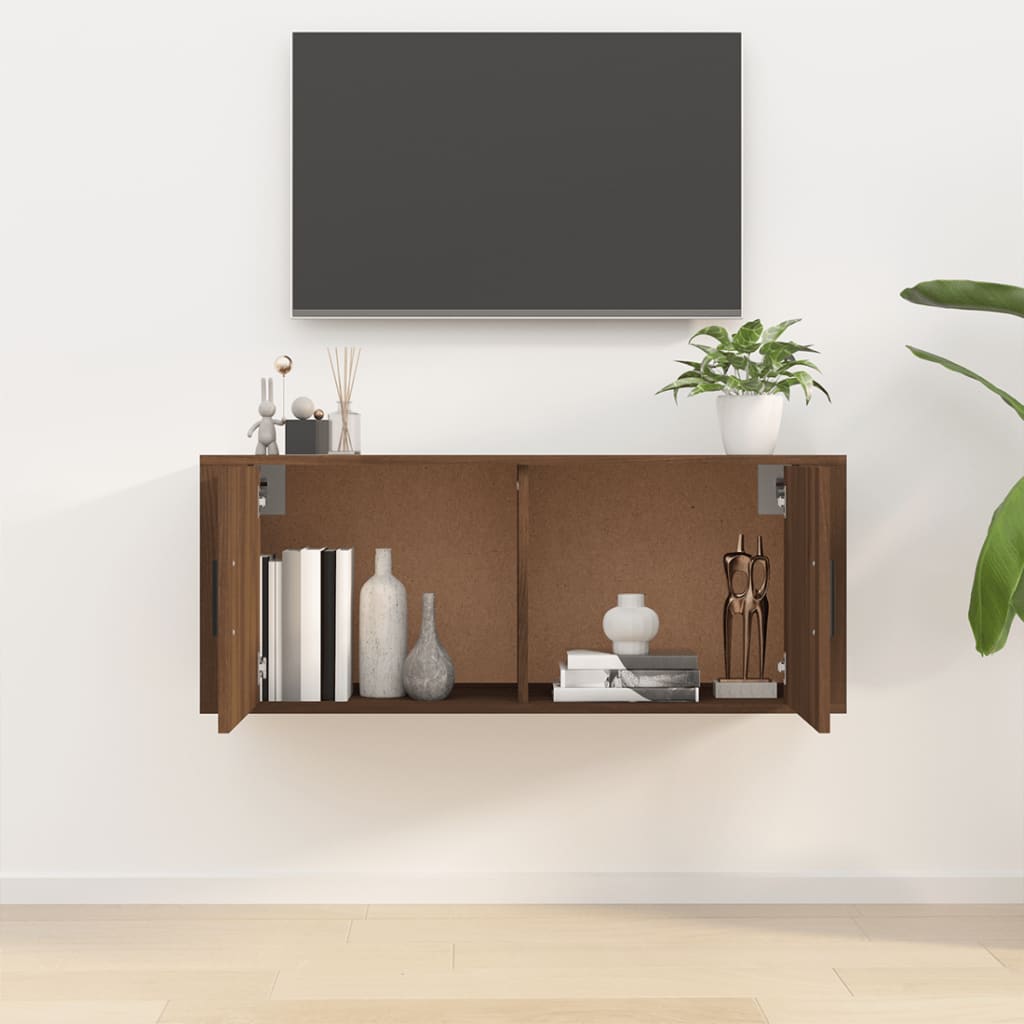 Έπιπλο Τηλεόρασης Επιτοίχιο Καφέ Δρυς 100x34,5x40 εκ.