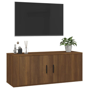 Έπιπλο Τηλεόρασης Επιτοίχιο Καφέ Δρυς 100x34,5x40 εκ.