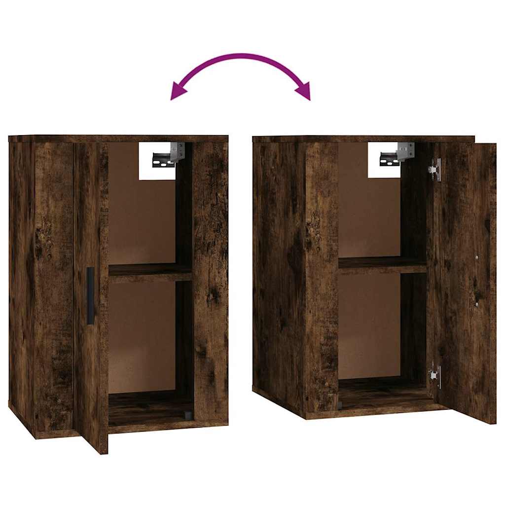 Ντουλάπια Τηλεόρασης Επιτοίχια 2Τεμ. Καπνιστή Δρυς 40x34,5x60εκ - Pakobazaar