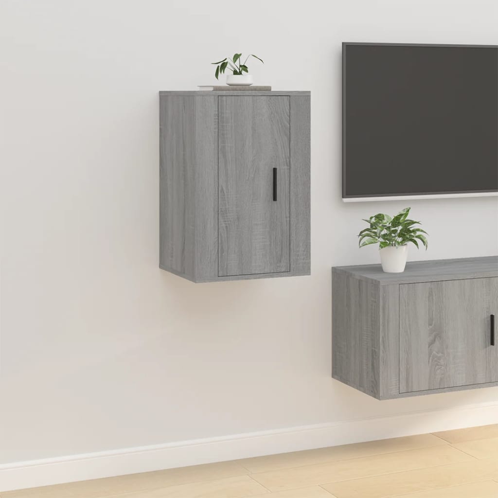Έπιπλα Τηλεόρασης Επιτοίχια 2 τεμ. Γκρι Sonoma 40x34,5x60 εκ.