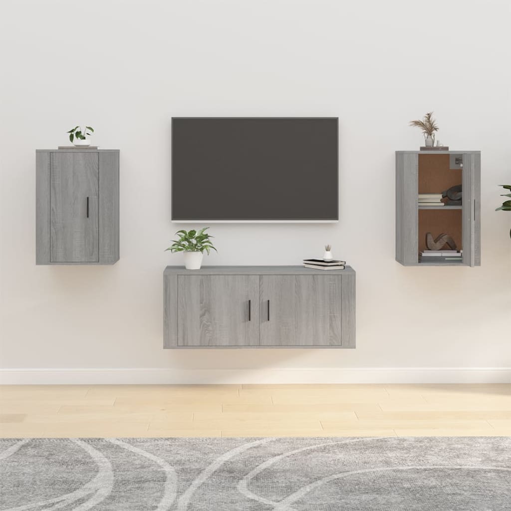 Έπιπλα Τηλεόρασης Επιτοίχια 2 τεμ. Γκρι Sonoma 40x34,5x60 εκ.
