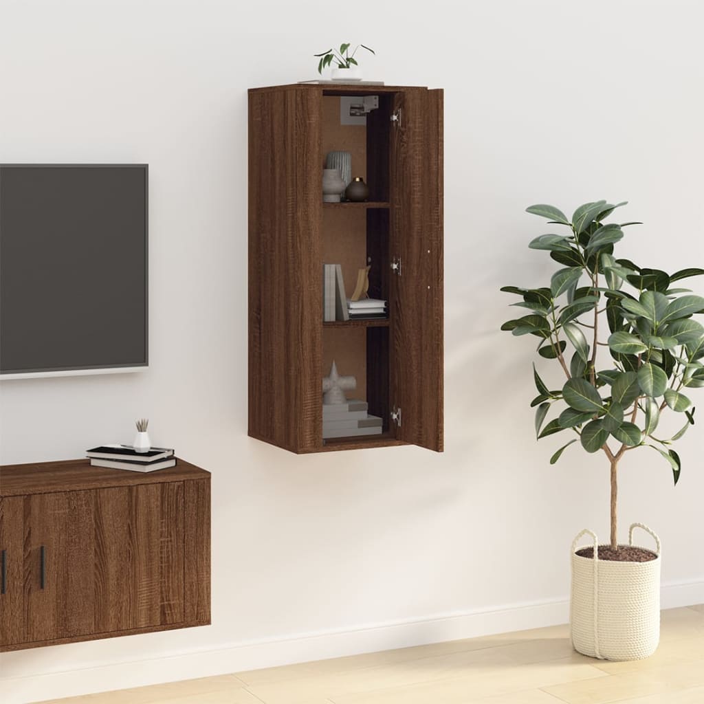 Έπιπλο Τηλεόρασης Επιτοίχιο Καφέ Δρυς 40x34,5x100 εκ.