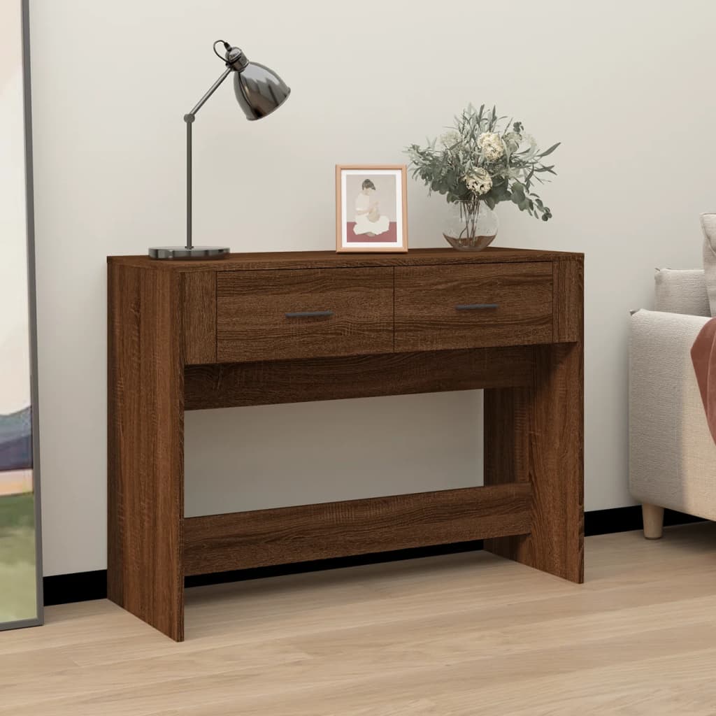 Τραπέζι Κονσόλα Καφέ Δρυς 100x39x75 εκ. Επεξεργασμένο Ξύλο - Pakobazaar