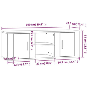 Έπιπλο Τηλεόρασης Λευκό 100 x 31,5 x 35 εκ. Επεξεργασμένο Ξύλο - Pakobazaar