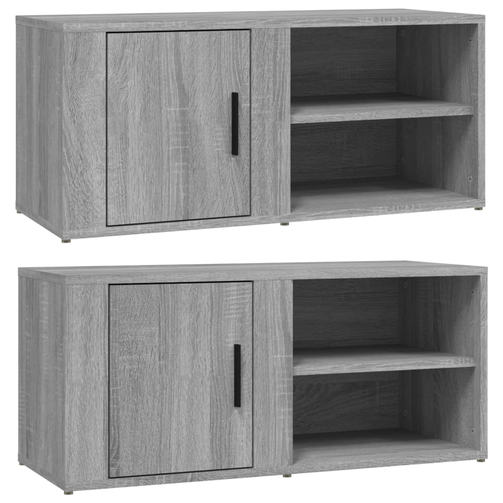 Έπιπλα Τηλεόρασης 2 τεμ. Γκρι Sonoma 80x31,5x36 εκ. Επεξ. Ξύλο