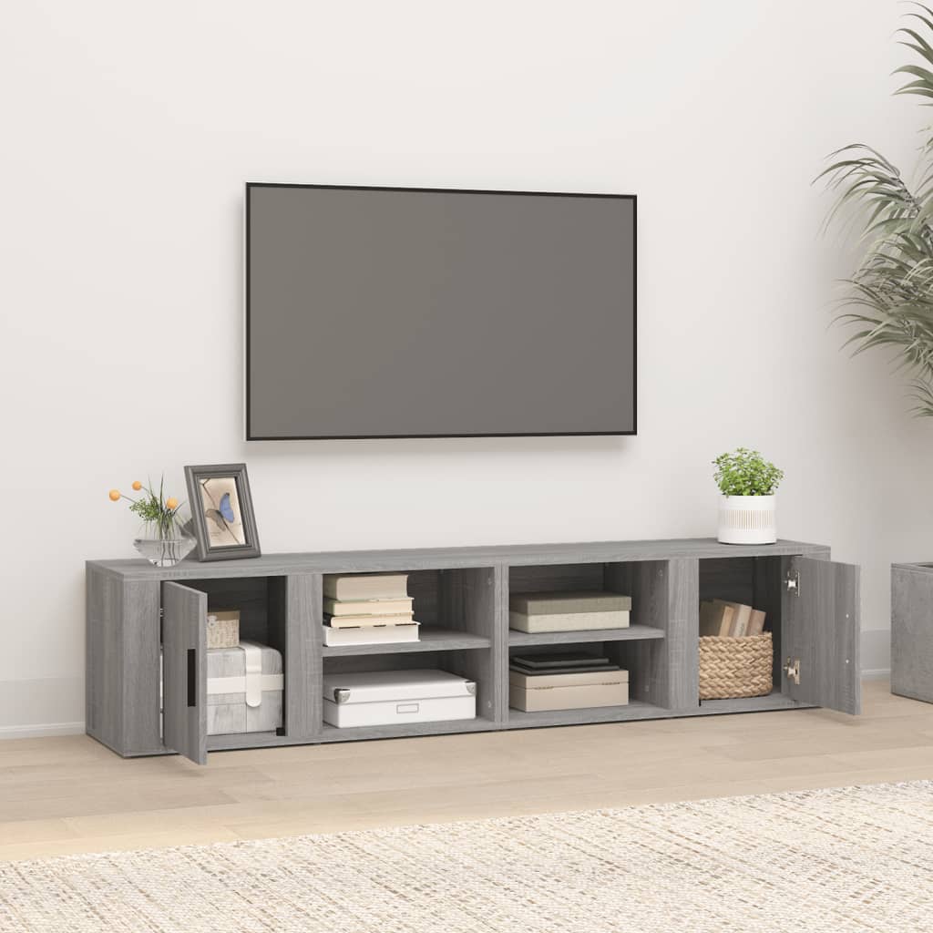 Έπιπλα Τηλεόρασης 2 τεμ. Γκρι Sonoma 80x31,5x36 εκ. Επεξ. Ξύλο