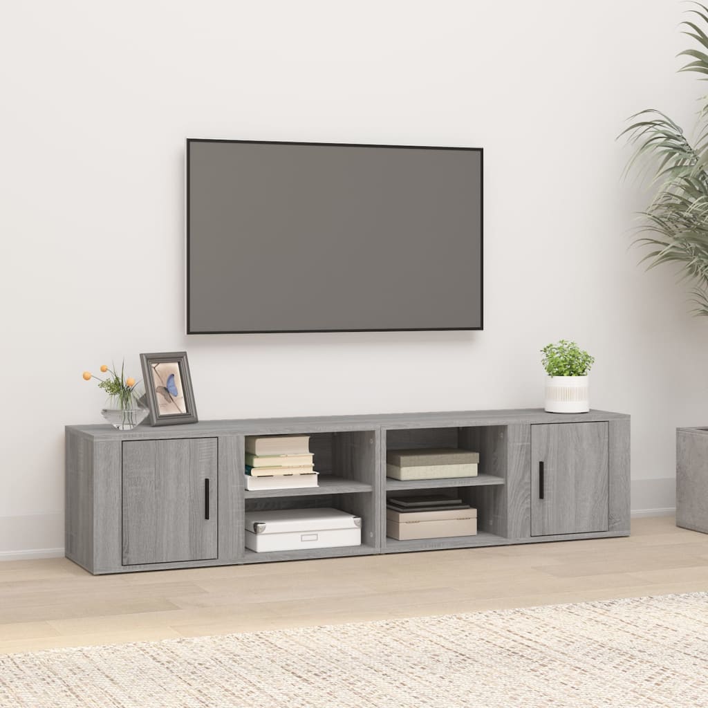 Έπιπλα Τηλεόρασης 2 τεμ. Γκρι Sonoma 80x31,5x36 εκ. Επεξ. Ξύλο